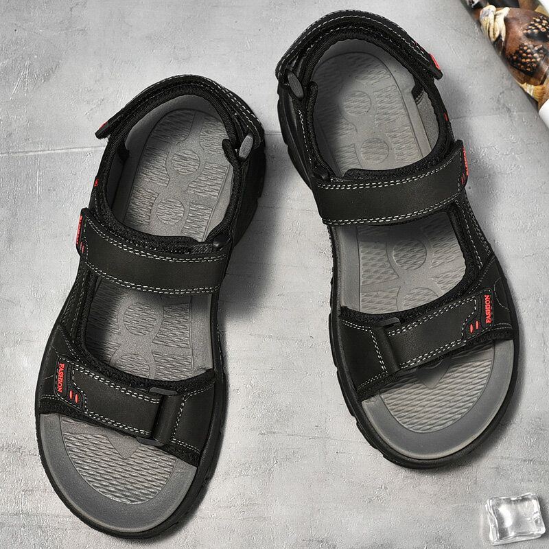 Heren Zomer Outdoor Comfortabele Zachte Rundleer Strand Sandalen