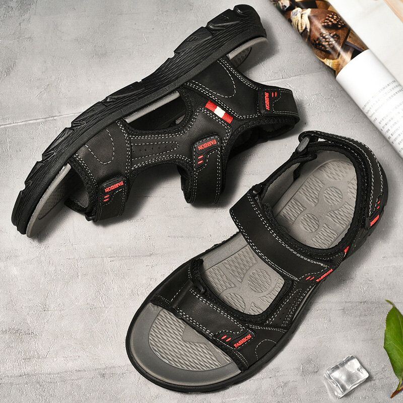 Heren Zomer Outdoor Comfortabele Zachte Rundleer Strand Sandalen