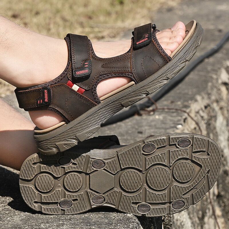 Heren Zomer Outdoor Comfortabele Zachte Rundleer Strand Sandalen