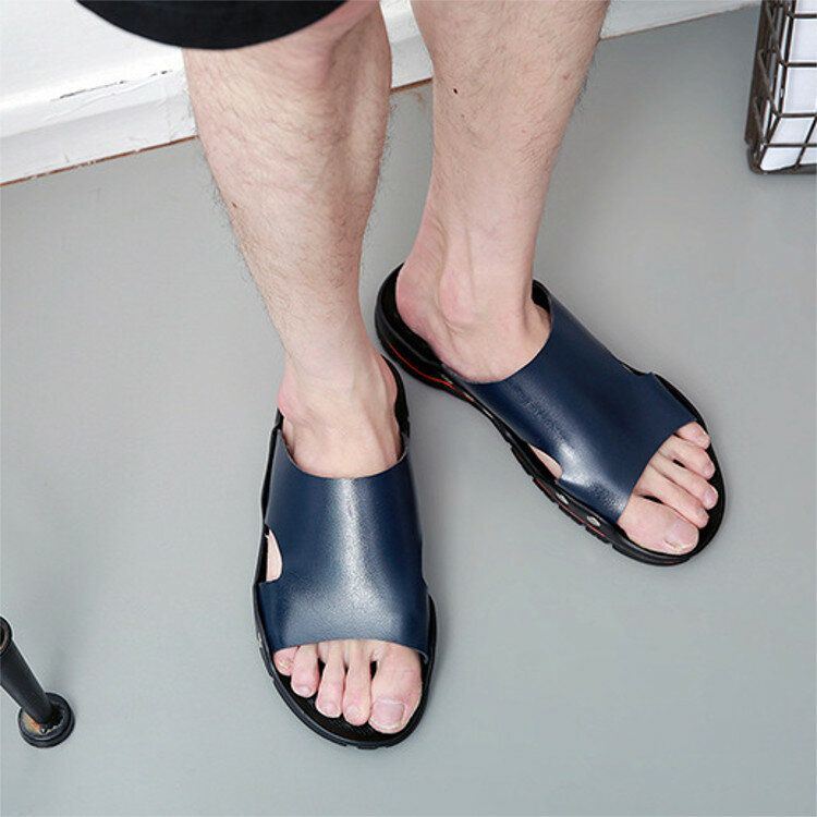 Heren Zomer Strand Casual Leren Sandalen Schoenen Zwemmen Antislip Slippers