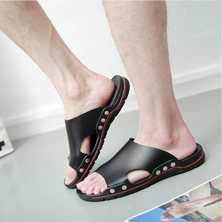 Heren Zomer Strand Casual Leren Sandalen Schoenen Zwemmen Antislip Slippers