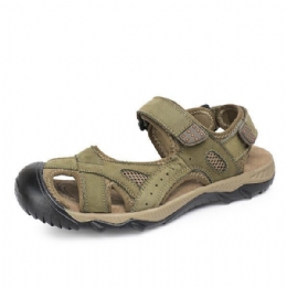 Heren Zomer Strand Sandalen Ademende Leren Schoenen Magic Stick Aanpassingsschoenen