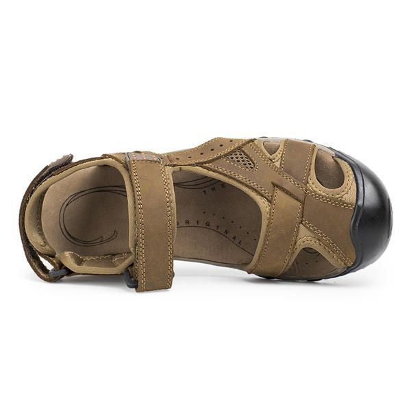 Heren Zomer Strand Sandalen Ademende Leren Schoenen Magic Stick Aanpassingsschoenen