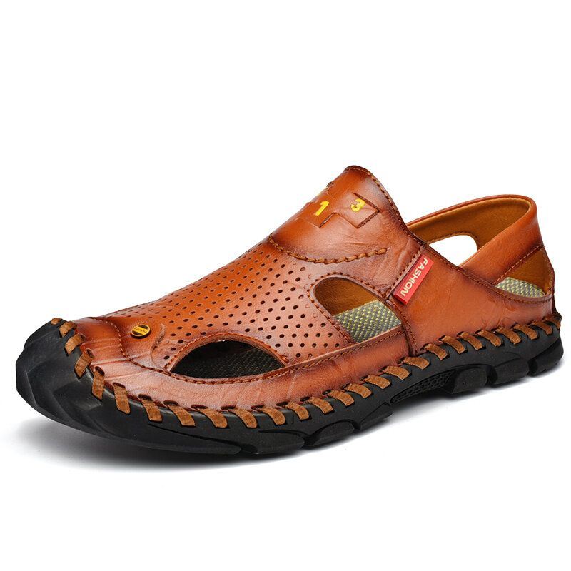 Herenleer Casual Ademend Opvouwbaar Dikke Bodem Outdoor Antislip Strandschoenen