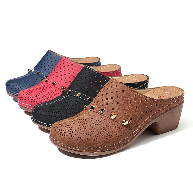 Holle Ademende Casual Rivet Wedge Sandalen Voor Dames