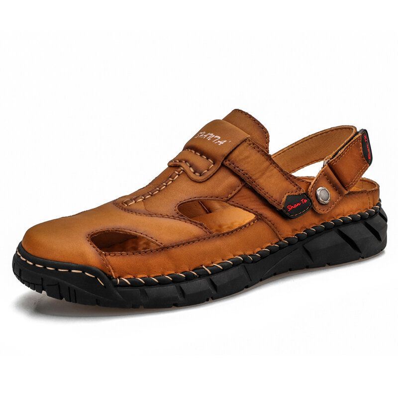 Leren Comfortabele Antisliphandschoenen Voor Heren Met Zachte Zool Casual Sandalen