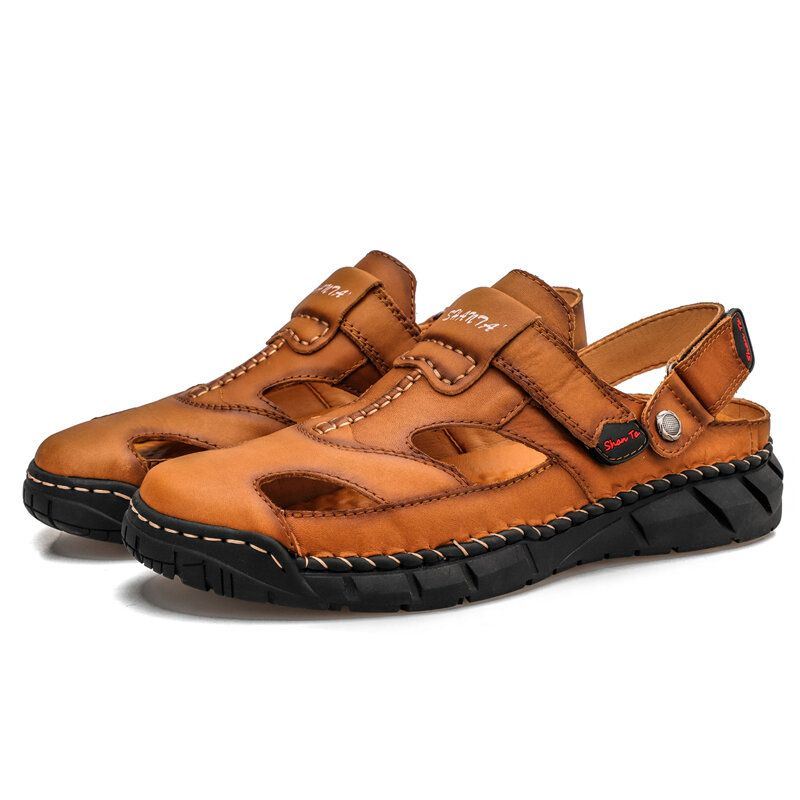 Leren Comfortabele Antisliphandschoenen Voor Heren Met Zachte Zool Casual Sandalen