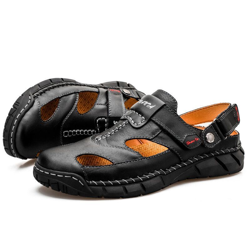 Leren Comfortabele Antisliphandschoenen Voor Heren Met Zachte Zool Casual Sandalen