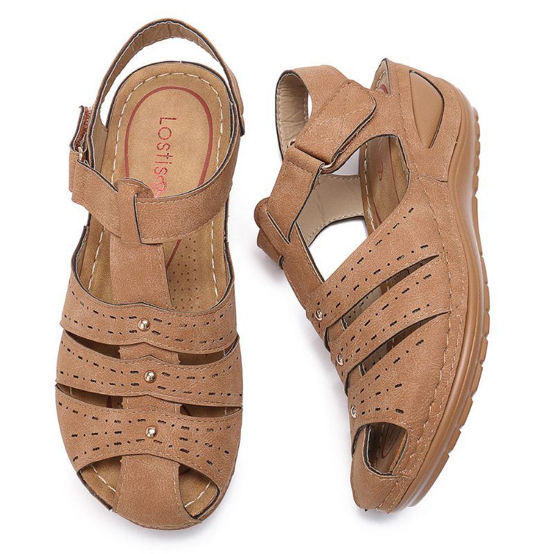 Lichtgewicht Rivet Gladiator Hook Loop Soft Sandalen Voor Dames