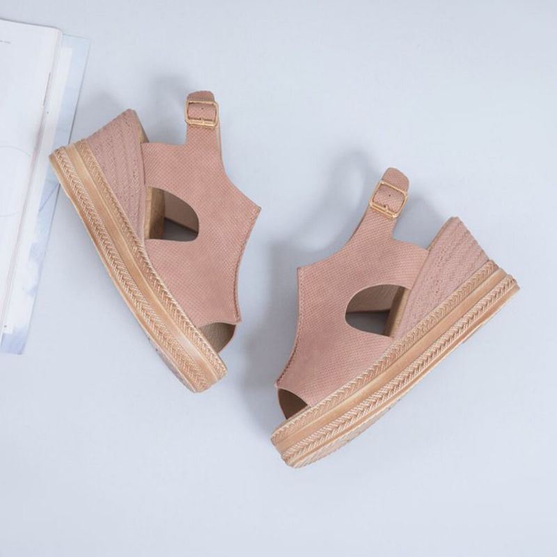 Plus Maat Dames Casual Gesp Comfy Open Teen Platform Wedges Sandalen