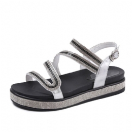 Romeinse Comfy Strass Gesp Platform Sandalen