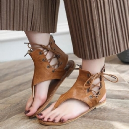 Romeinse Sandalen Voor Dames Met Veters En Platte Schoenen