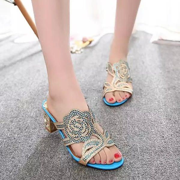 Zomer Ademende Strandsandalen Dames Strass Chique Schoenen Slip-on Platform Sandalen