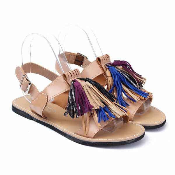 Zomer Dames Kwasten Fringe Slingback Platte Sandalen Mocassins Schoenen