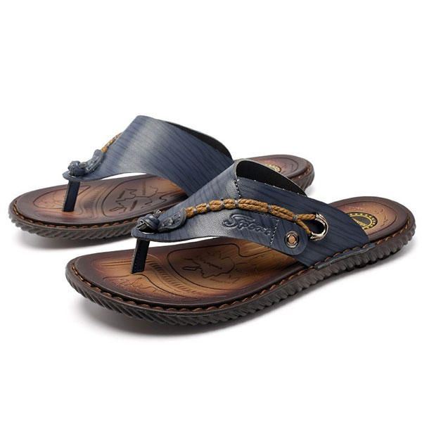 Zomer Heren Leren Sandalen Slippers Zachte Zool Slippers Strandschoenen