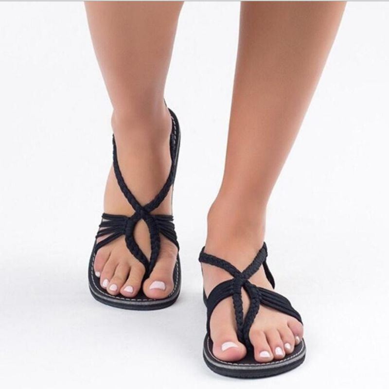 Zomerstrandsandalen Met Gevlochten Riem Voor Dames