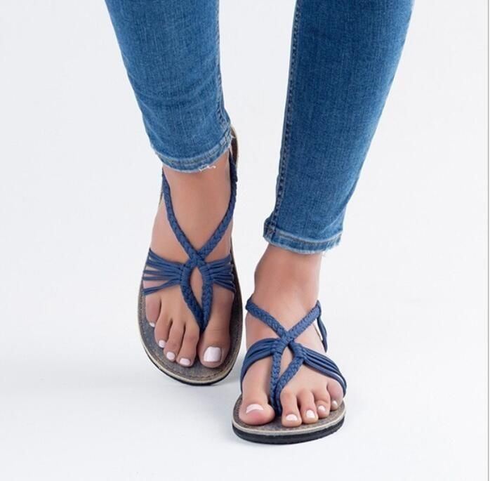 Zomerstrandsandalen Met Gevlochten Riem Voor Dames