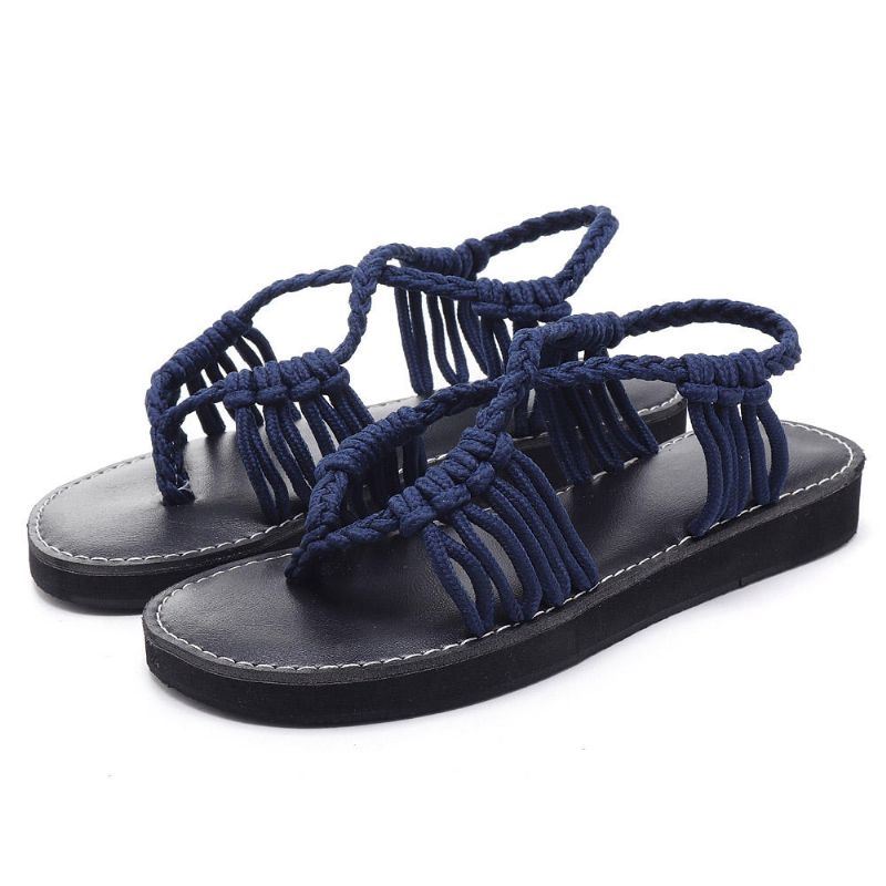 Zomerstrandsandalen Met Gevlochten Riem Voor Dames