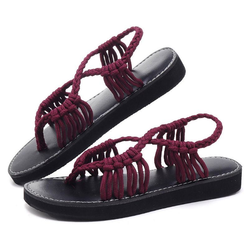 Zomerstrandsandalen Met Gevlochten Riem Voor Dames