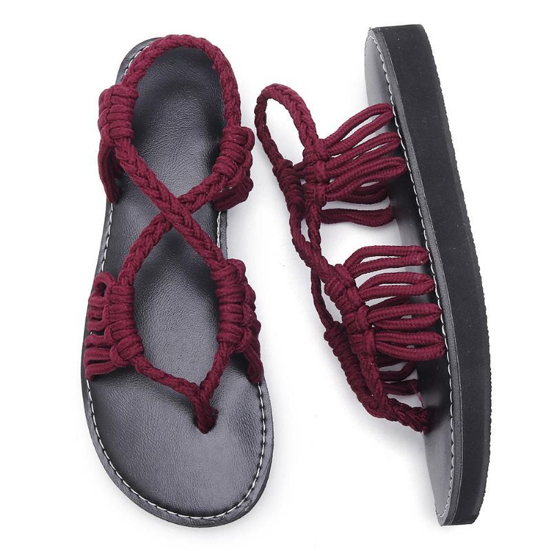 Zomerstrandsandalen Met Gevlochten Riem Voor Dames