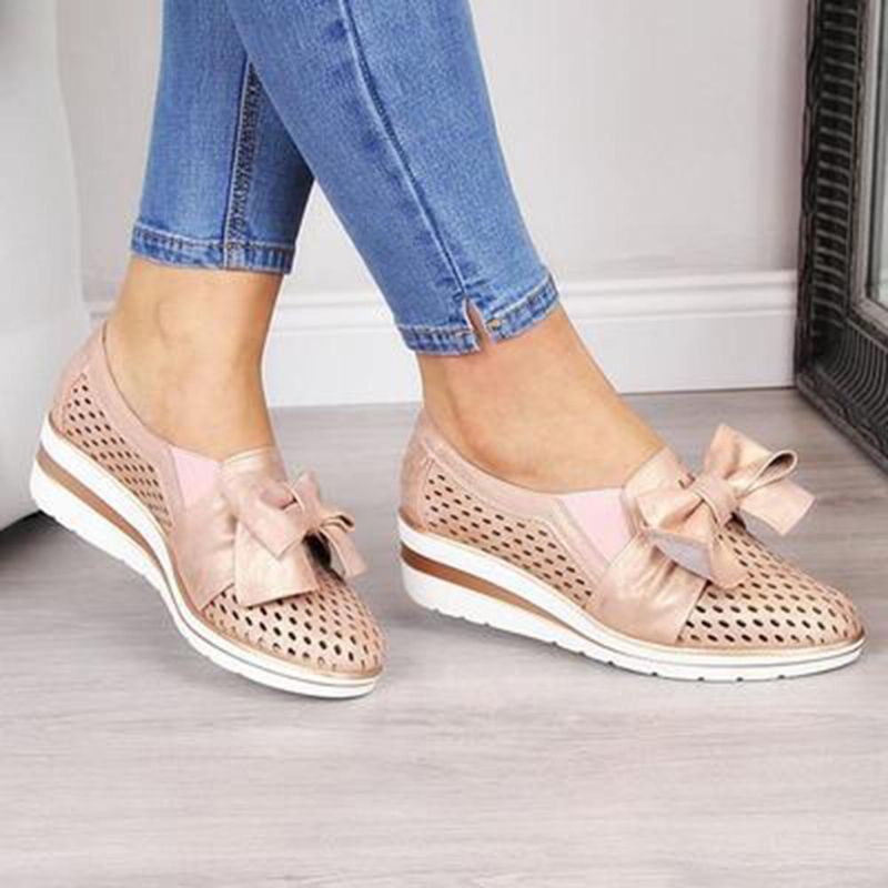 Ademende Loafers Met Holle Vlinderknoopwiggen Voor Dames