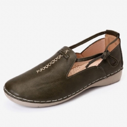 Casual Comfortabele Leren Loafers In Pure Kleuren Voor Dames