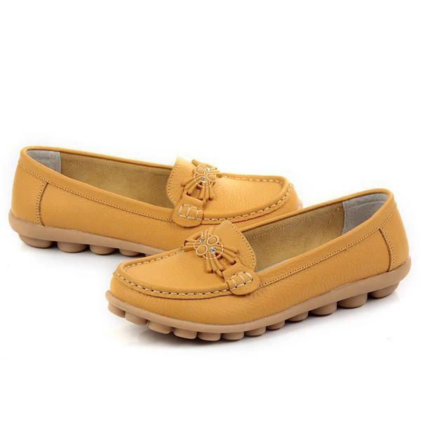 Casual Platte Loafers Met Zachte Zool En Kralenpatroon Voor Dames