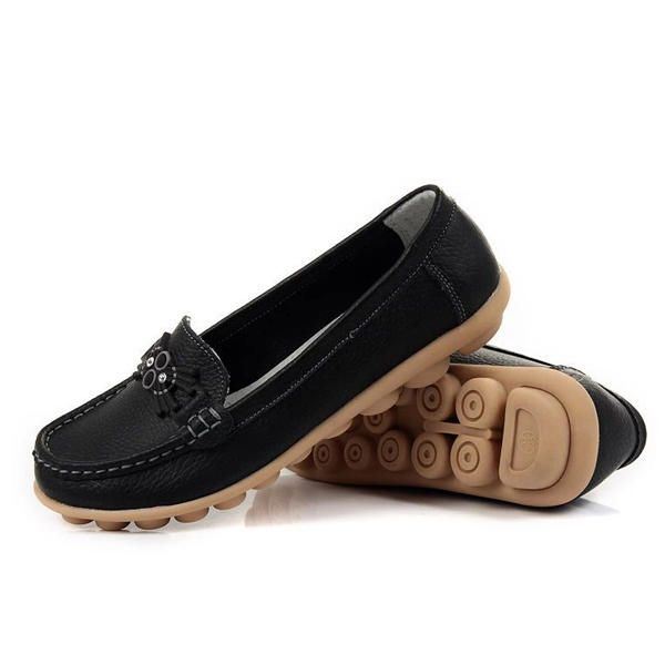 Casual Platte Loafers Met Zachte Zool En Kralenpatroon Voor Dames