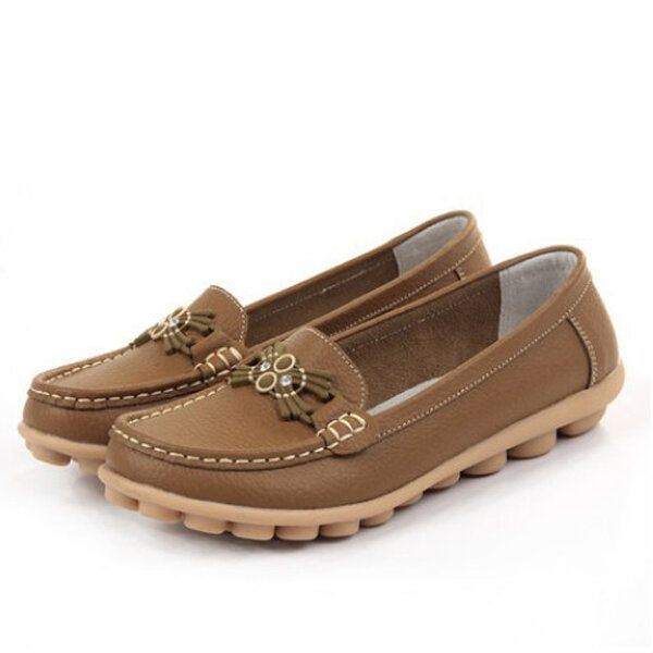 Casual Platte Loafers Met Zachte Zool En Kralenpatroon Voor Dames