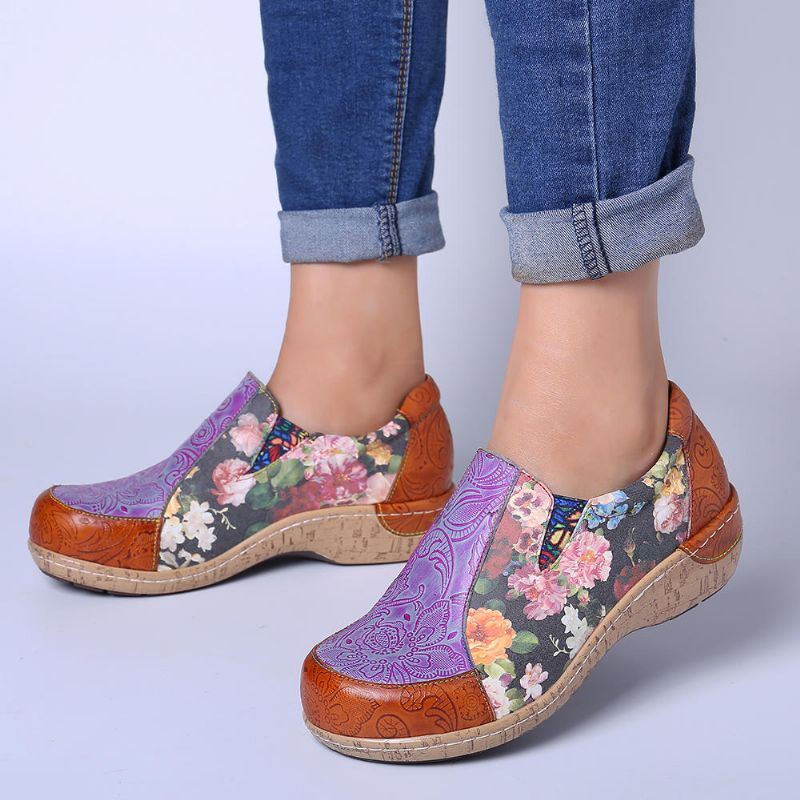 Comfortabele Leren Loafers Met Retrostiksels Voor Dames