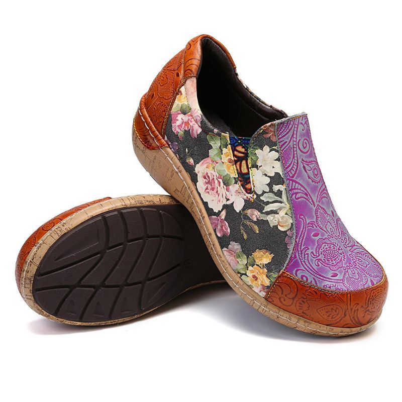 Comfortabele Leren Loafers Met Retrostiksels Voor Dames