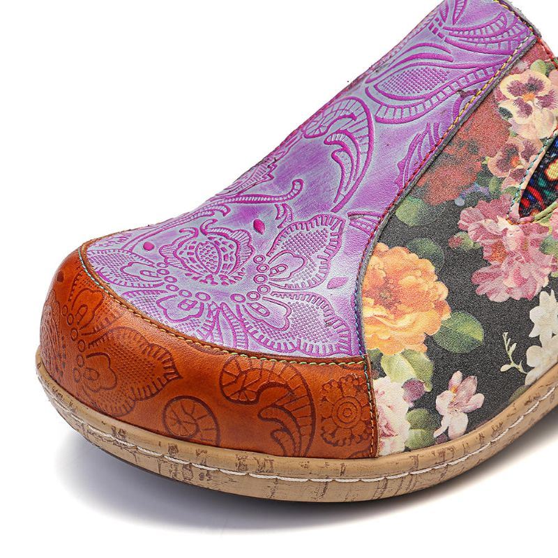 Comfortabele Leren Loafers Met Retrostiksels Voor Dames