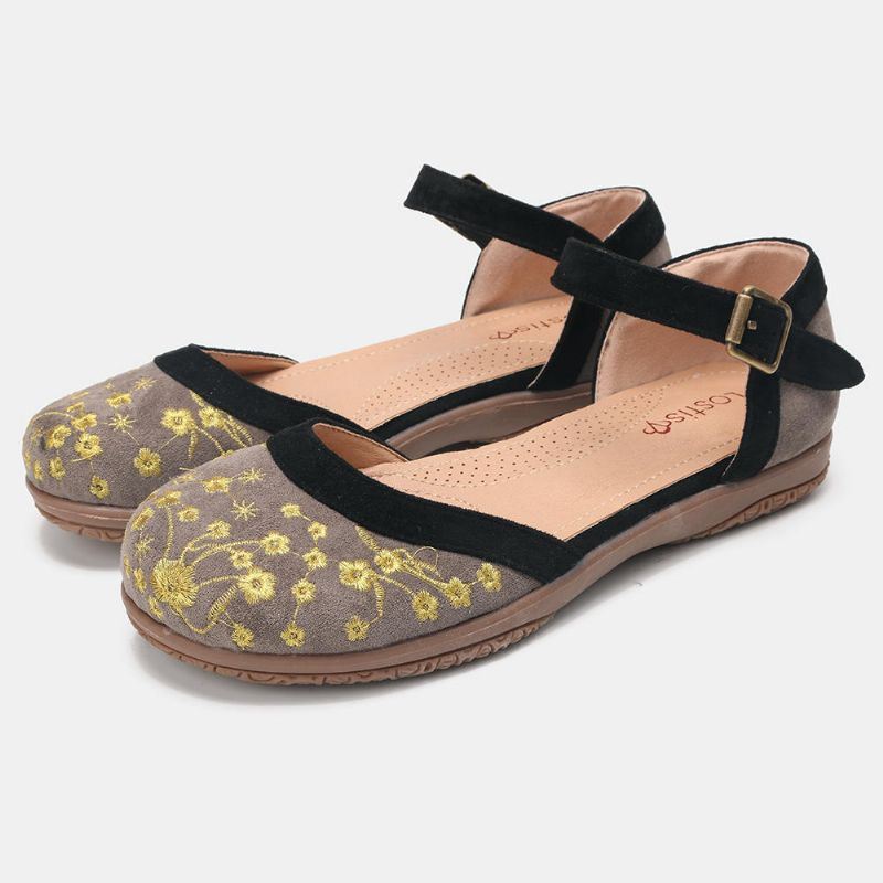 Dames Bloem Borduurwerk Zachte Zool Antislip Casual Flats