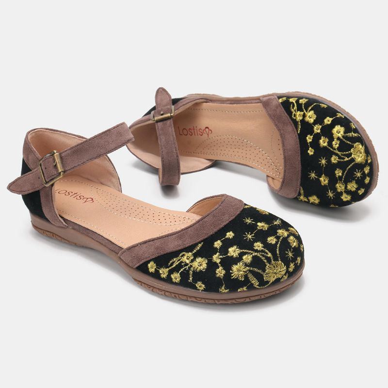 Dames Bloem Borduurwerk Zachte Zool Antislip Casual Flats