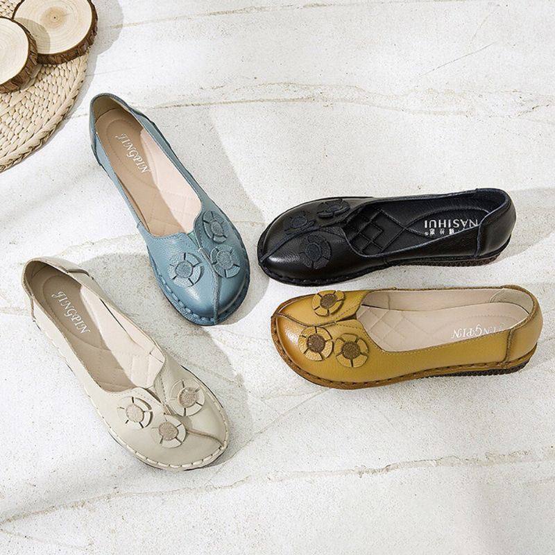 Dames Bloemen Decor Comfortabele Casual Slip Op Platte Loafers