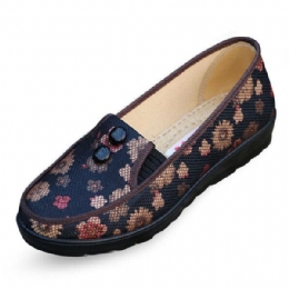 Dames Bloemen Mesh Ademende Slip-on Platte Schoenen Ronde Neus Zachte Zool Flats