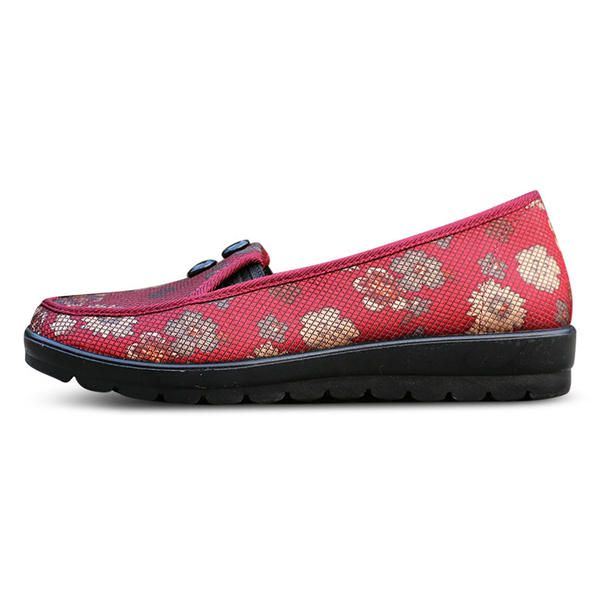 Dames Bloemen Mesh Ademende Slip-on Platte Schoenen Ronde Neus Zachte Zool Flats