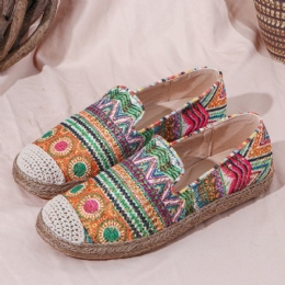 Dames Boheemse Patroon Hollow Out Mesh Doek Comfy Wearable Slip On Casual Espadrille Platte Schoenen