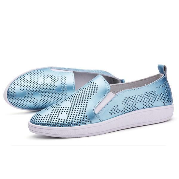 Dames Casual Ademende Loafers Hollow Out Slip-on Soft Sole Platte Schoenen