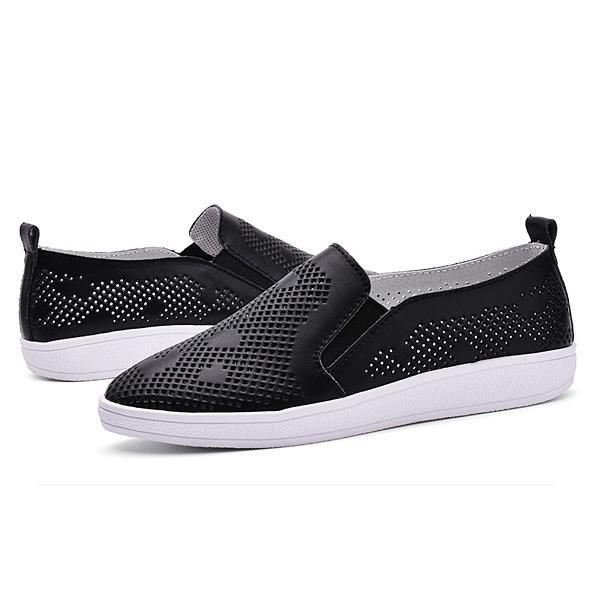 Dames Casual Ademende Loafers Hollow Out Slip-on Soft Sole Platte Schoenen