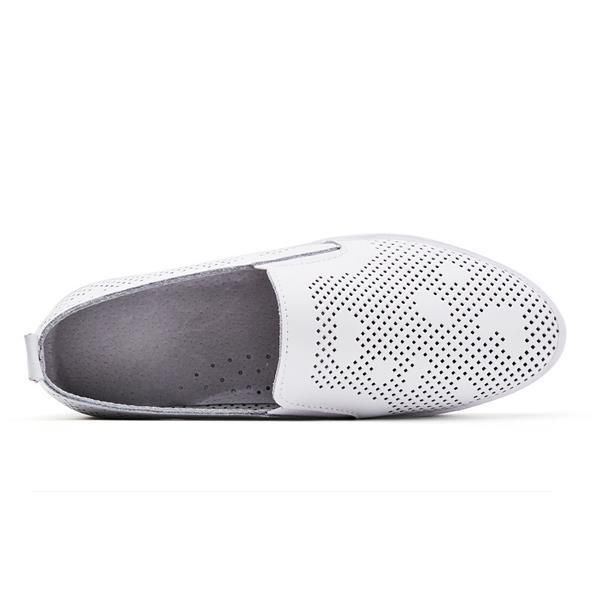 Dames Casual Ademende Loafers Hollow Out Slip-on Soft Sole Platte Schoenen