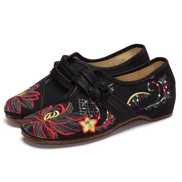 Dames Casual Borduurwerk Bloemen Slip On Outdoor Platte Schoenen