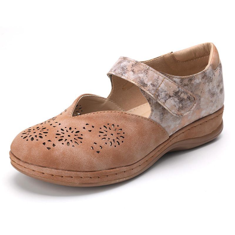 Dames Casual Color Splicing Hollow Hook Loop Flats