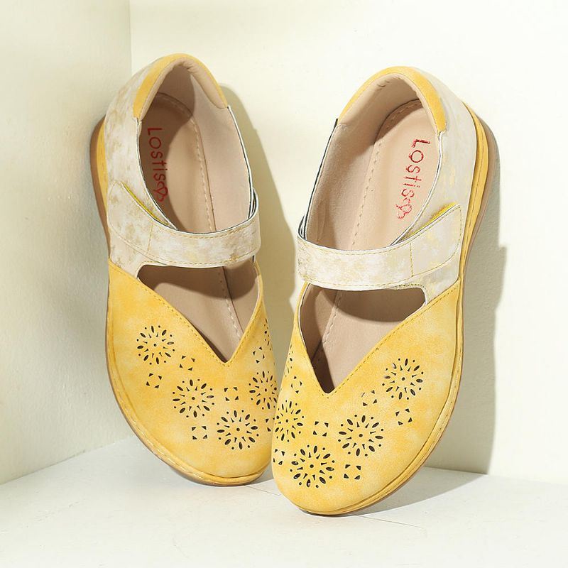 Dames Casual Color Splicing Hollow Hook Loop Flats