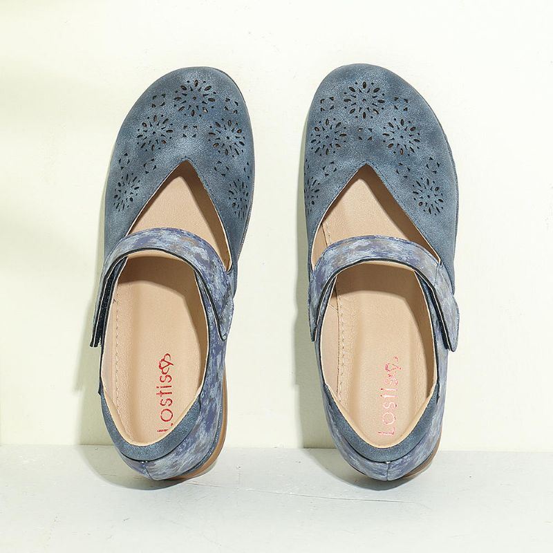 Dames Casual Color Splicing Hollow Hook Loop Flats