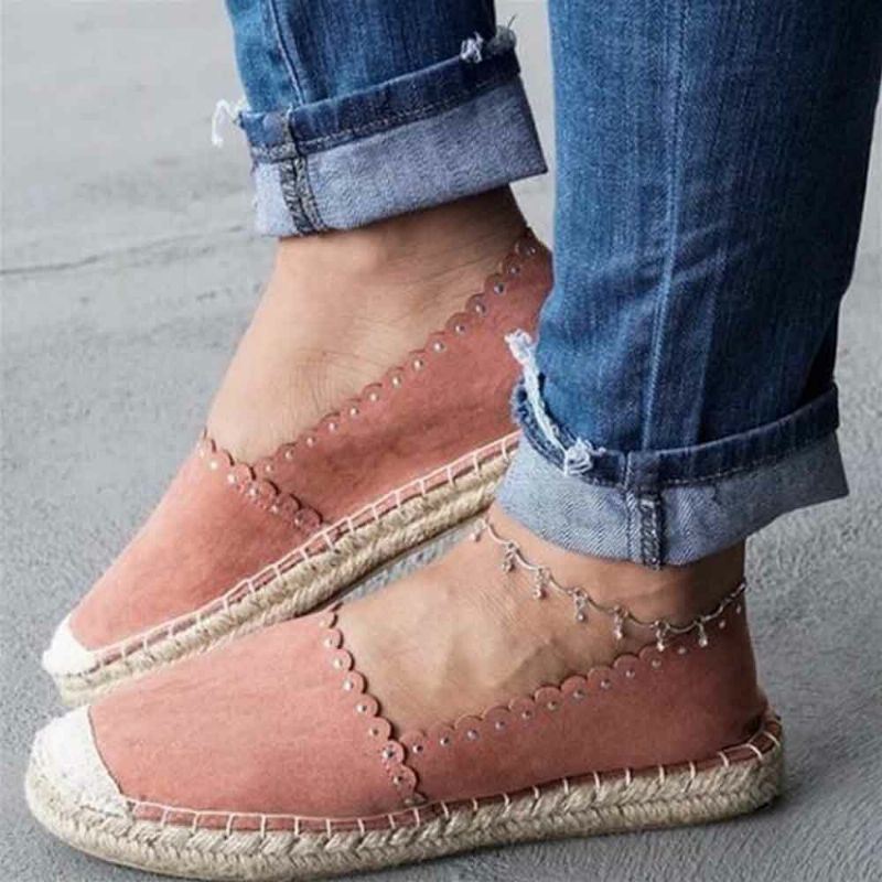 Dames Casual Comfortabele Ademende Espadrille Platte Slip On Flats