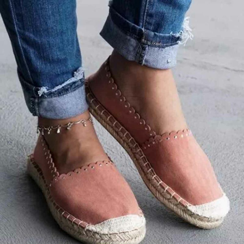 Dames Casual Comfortabele Ademende Espadrille Platte Slip On Flats