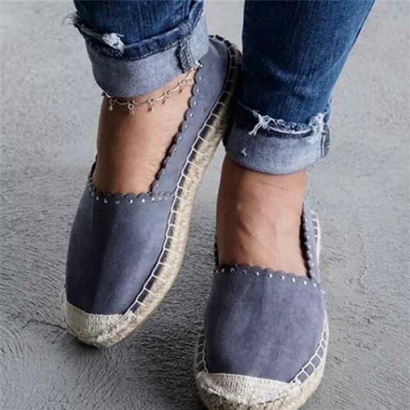 Dames Casual Comfortabele Ademende Espadrille Platte Slip On Flats