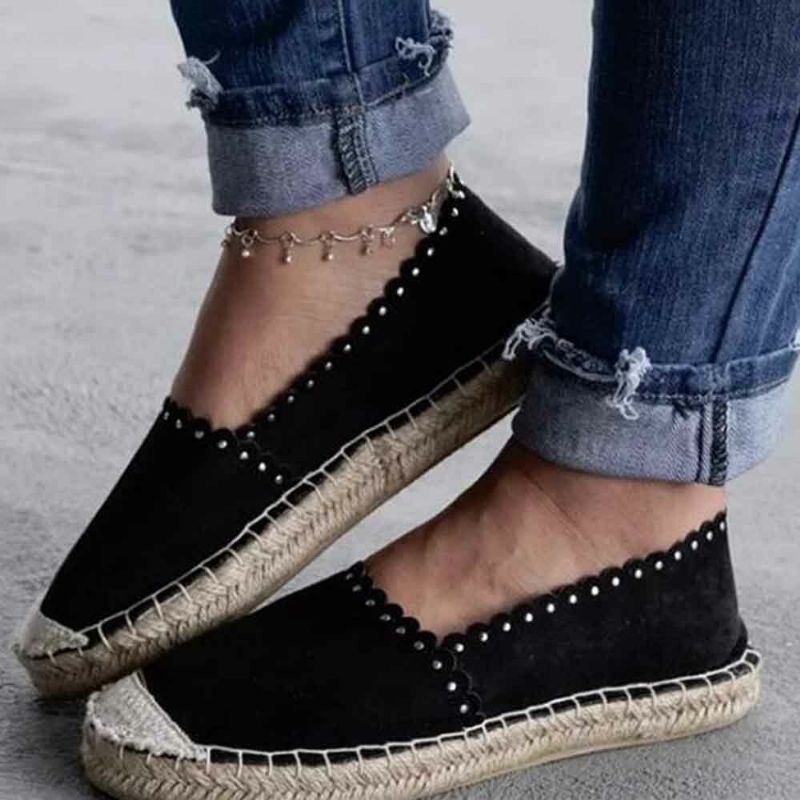 Dames Casual Comfortabele Ademende Espadrille Platte Slip On Flats