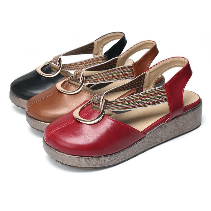 Dames Casual Elastische Band Metalen Gat Flats